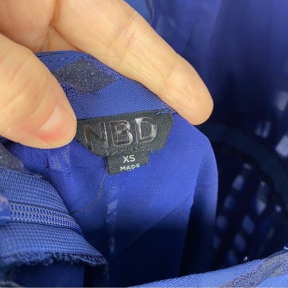 NBD x Revolve Animosity Apron Mini Dress Navy Blue Backless Womens Size XS - Picture 7 of 8